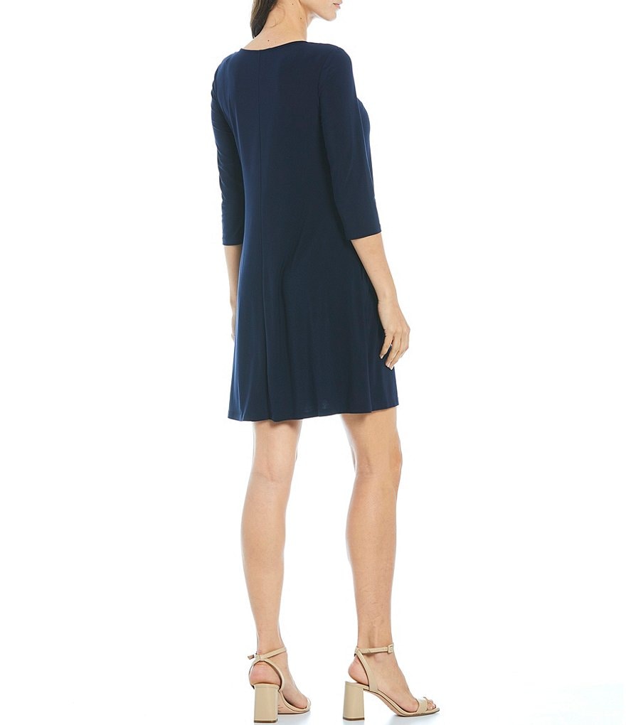 Jessica Howard 3/4 Sleeve Grommet Trapeze Dress