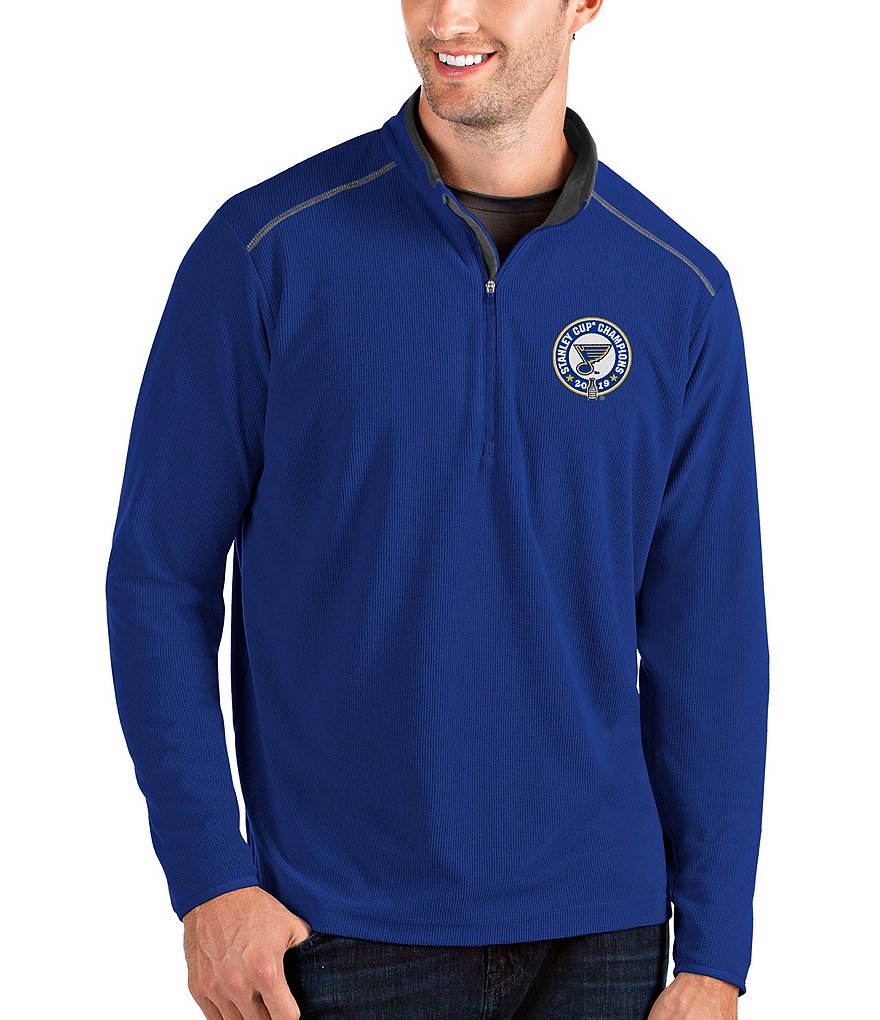 Antigua NHL Stanley Cup Champions St Louis Blues Glacier Half-Zip Textured Pullover