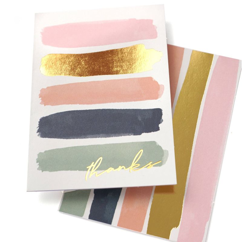 50ct Thank You Striped Blank Notes Pastel