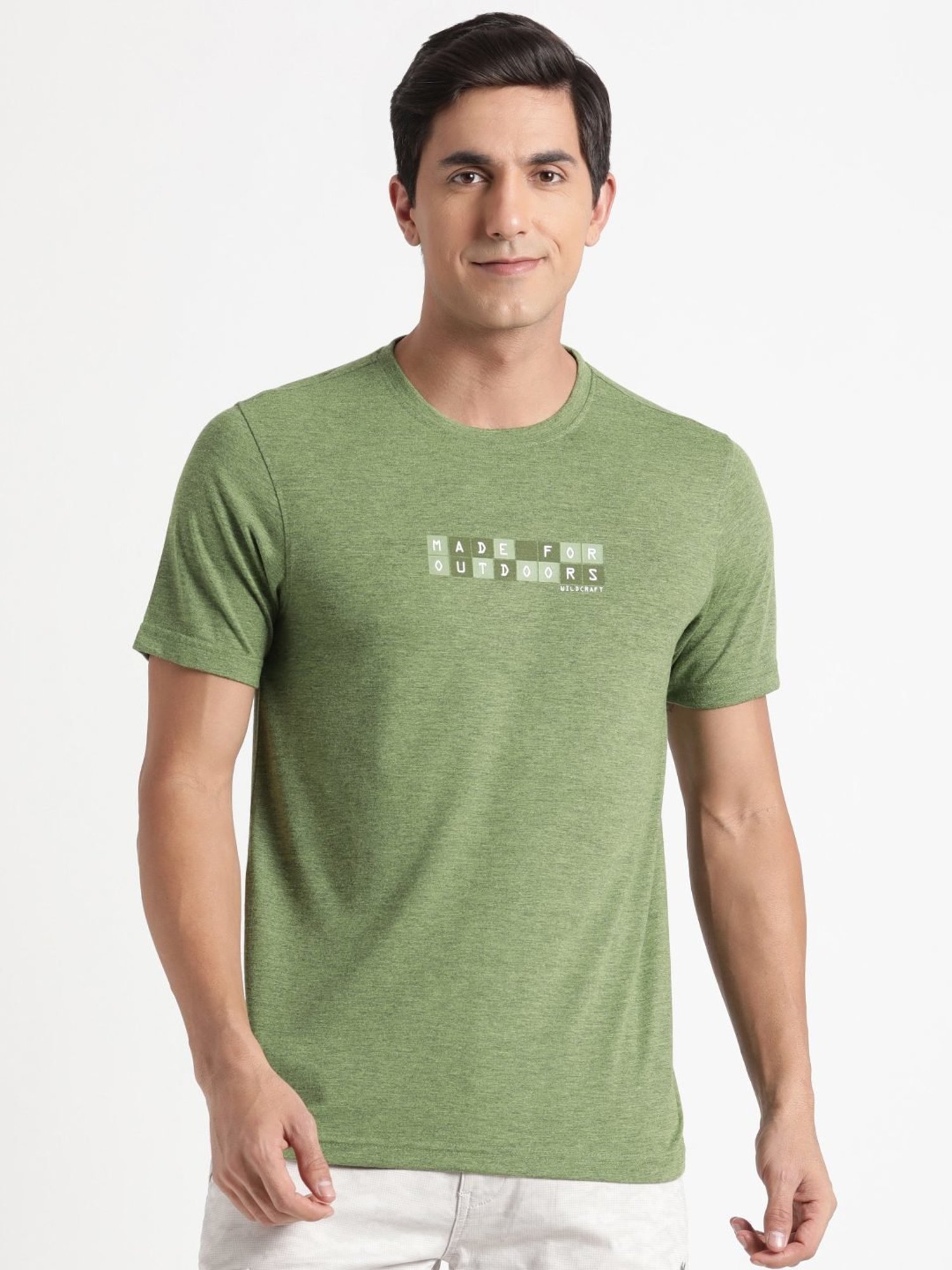 Wildcraft Green  Regular Fit Printed Sports T-Shirt