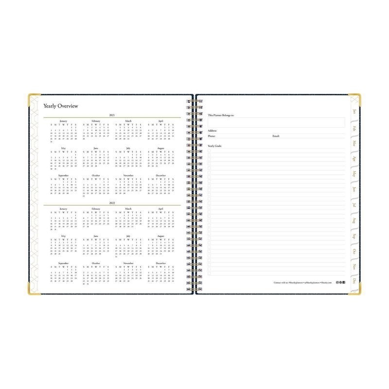 2021 Planner 7" x 9" Hard Cover Weekly/Monthly Wirebound Navy - Blue Sky
