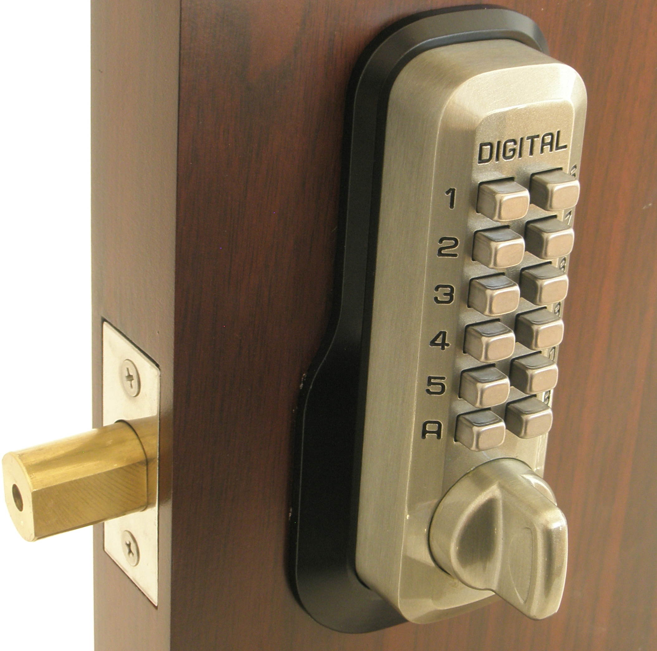 LockeyUSA Digital Door Lock M210 Mechanical Keyless Entry Deadbolt, Satin Nickel