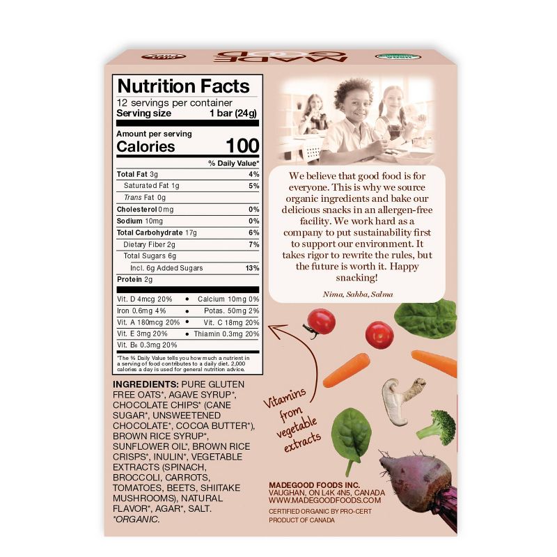 MadeGood Chocolate Chip Granola Bar - 10.2oz/12ct