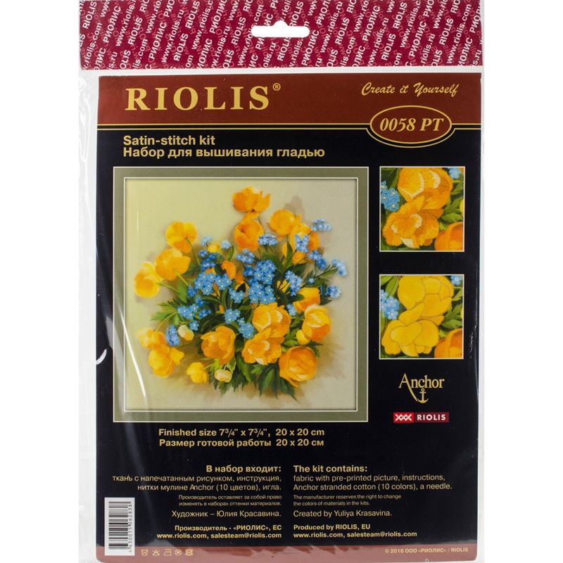 RIOLIS Stamped Cross Stitch Kit 7.75"X7.75"-Globe Flowers