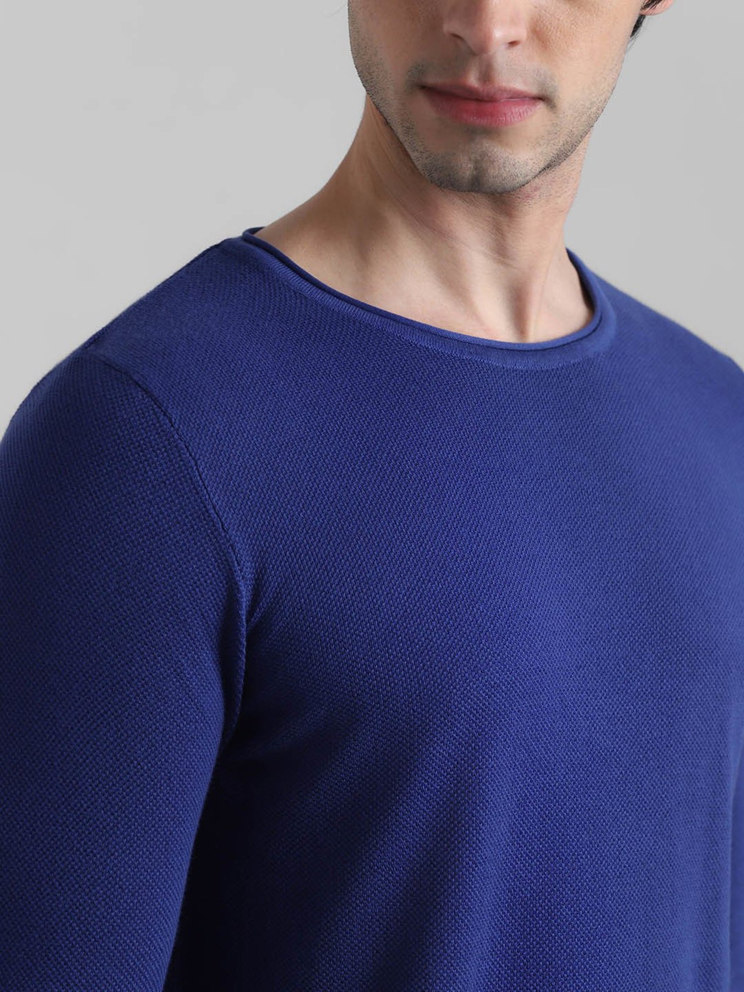 Jack & Jones Twilight Blue Cotton Regular Fit Sweater