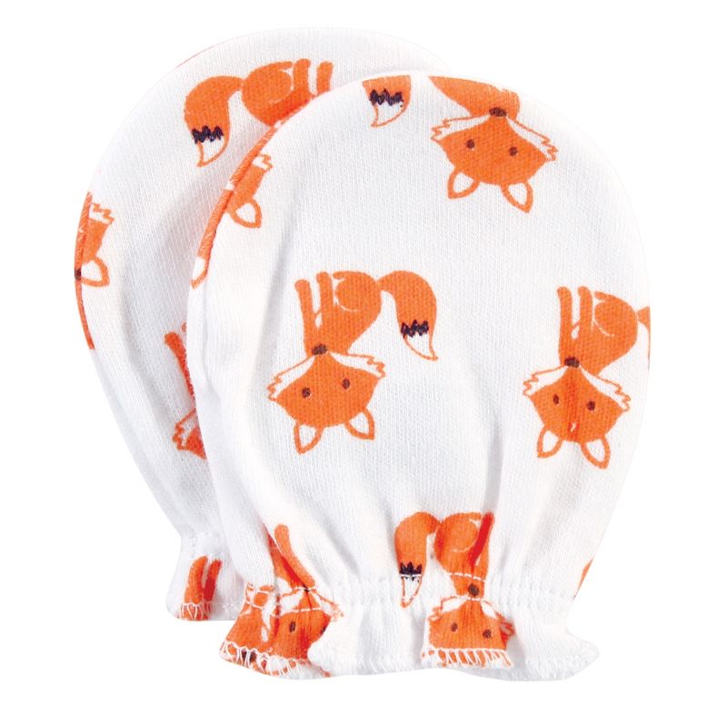 Hudson Baby Infant Boy Cotton Scratch Mittens, Foxes, 0-6 Months