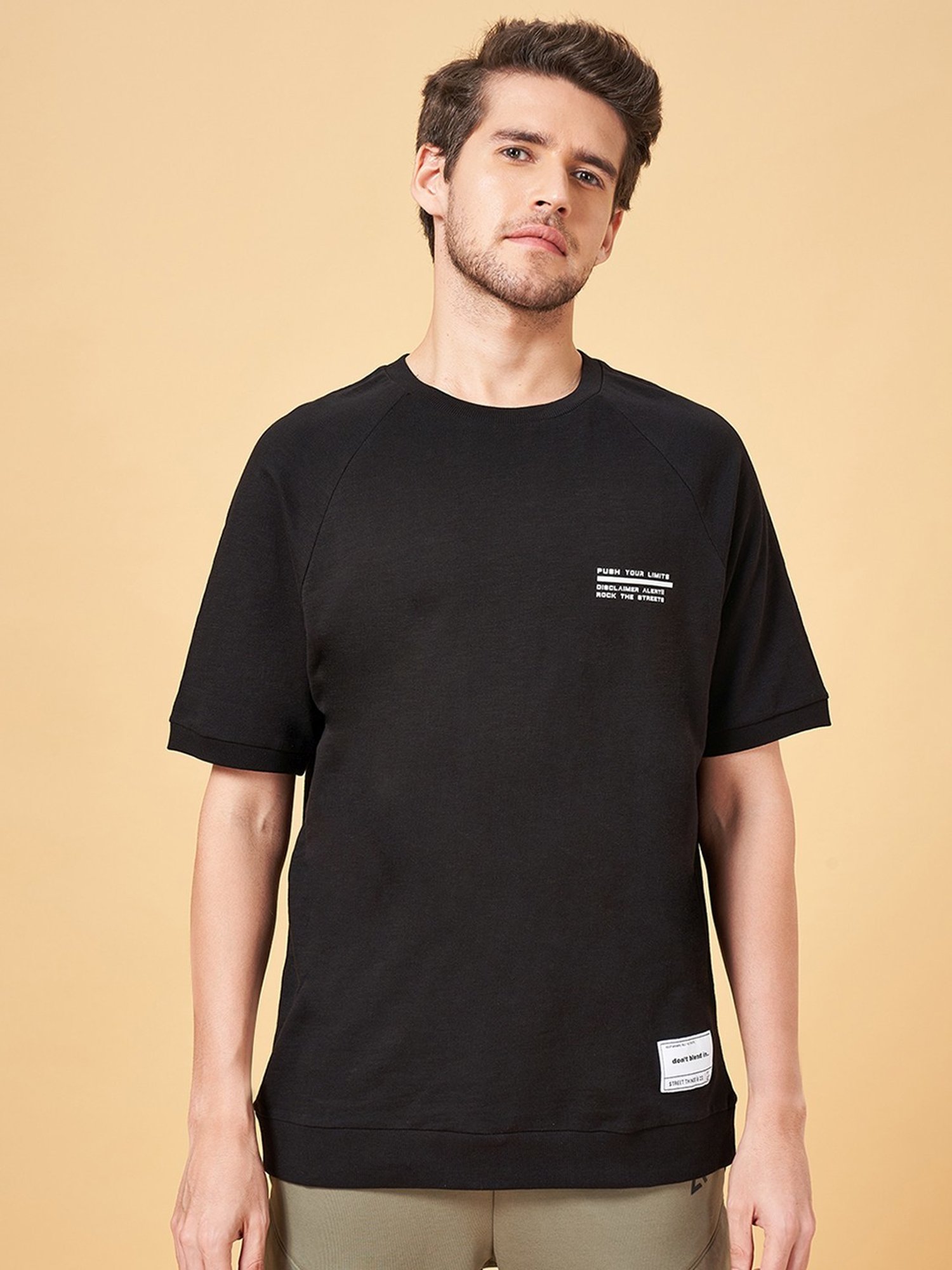 Street 808 By Pantaloons Black Cotton Regular Fit T-Shirt