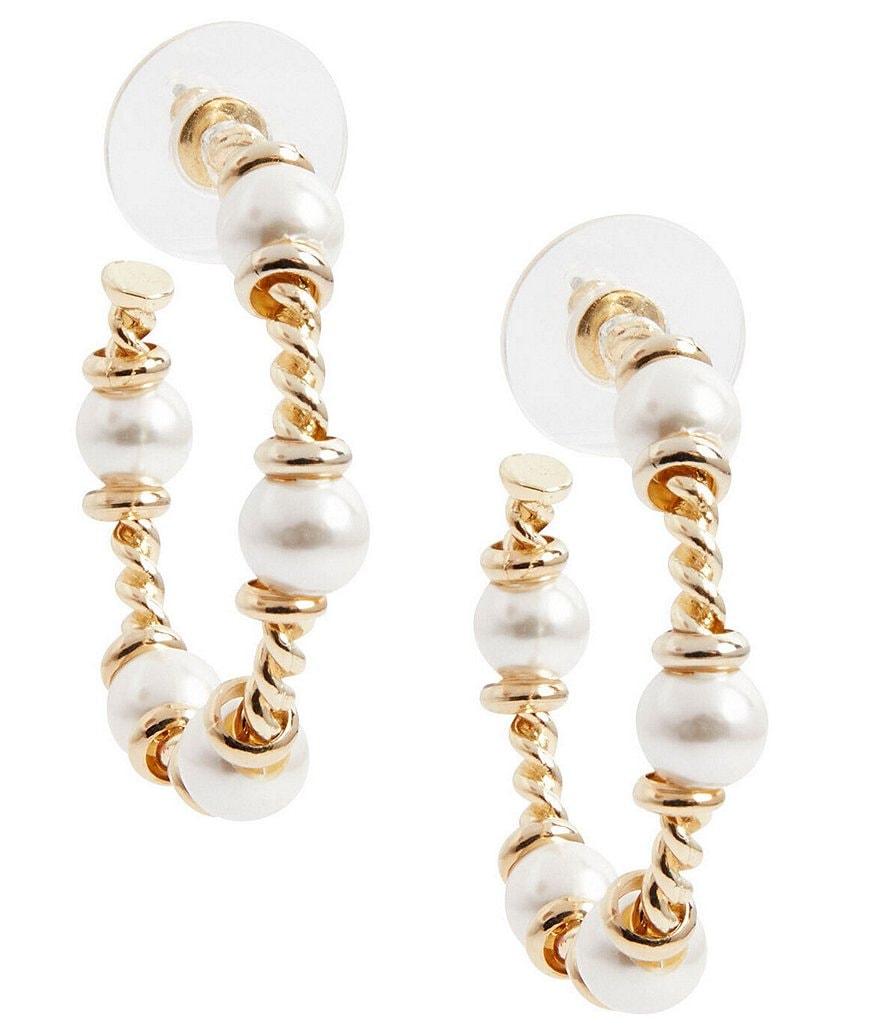 Ming Wang Gold Pearl Hoop Earrings