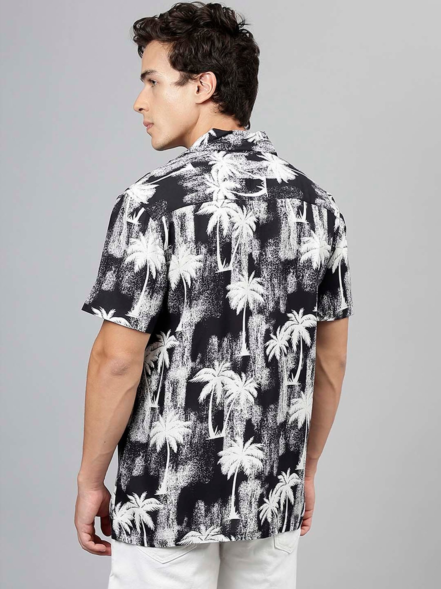 English Navy Black & White Relaxed Fit Printed Shirt