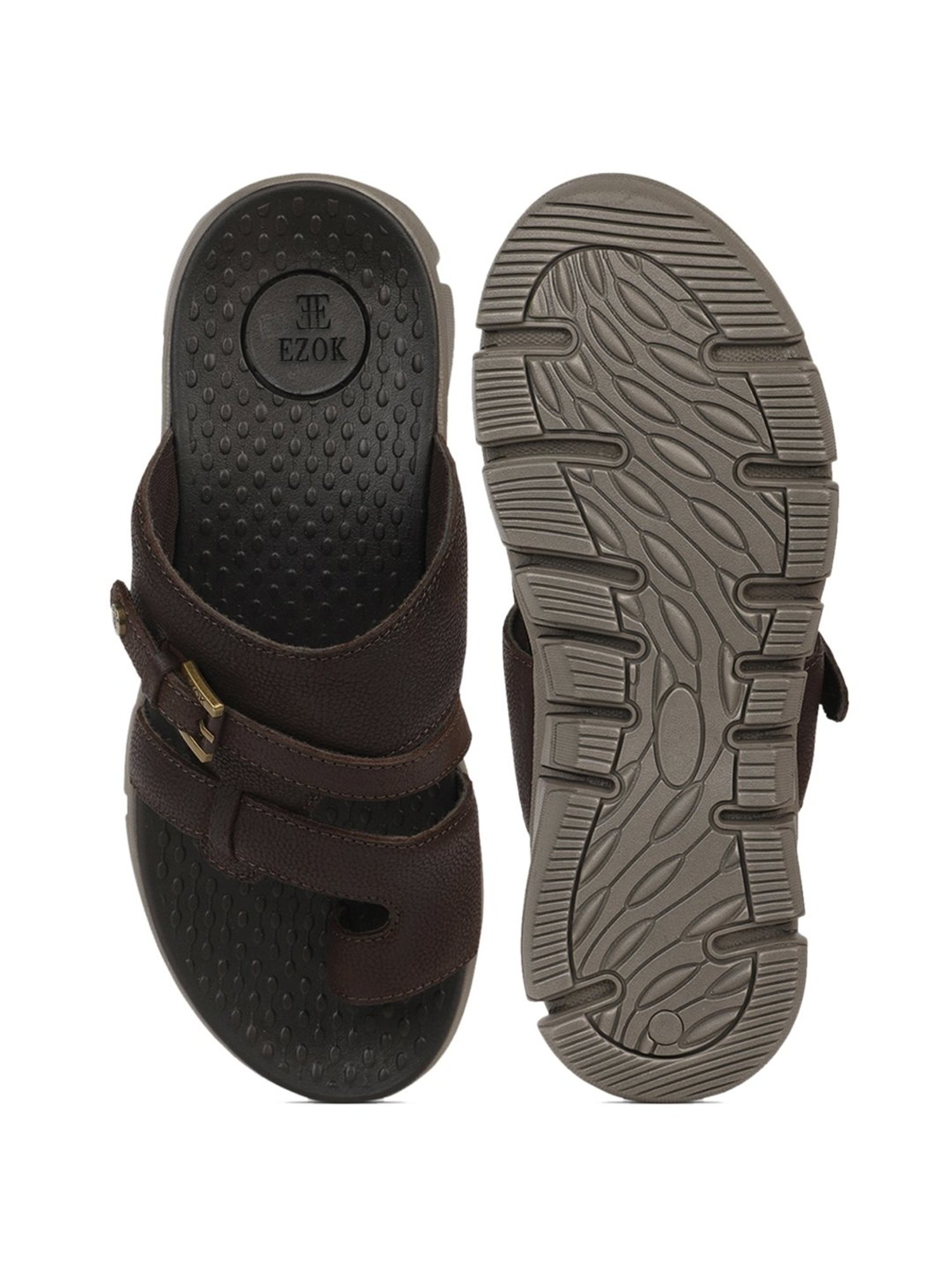 EZOK Men's Brown Toe Ring Sandals