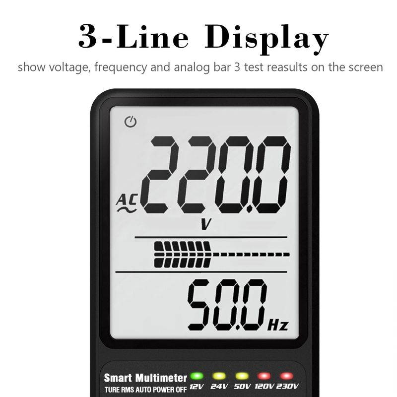 BSIDE 9999 Counts Smart Multimeter True RMS Digital Multimeter Measuring AC/DC Voltage Resistance Frequency with LCD Display DC/AC Voltage Meter Resistance Capacitance Diode Tester Measure Continuity