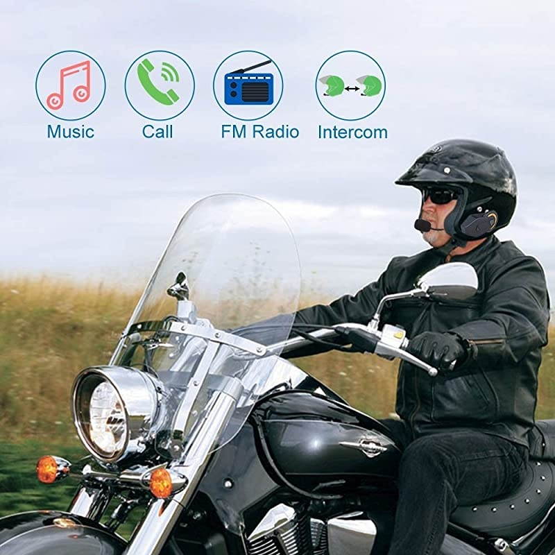 TMAX Helmet Communication Systems Group Intercom Waterproof 1000M TMAX Helmet Bluetooth Headset Talking Intercom Handsfree for Motorcycle Skiing 1 Pack