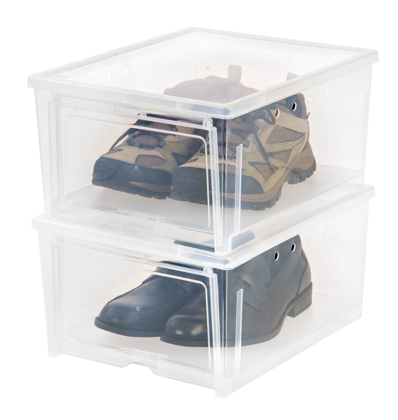 IRIS Easy Access Men's Shoe Box, 2 Pack, Clear