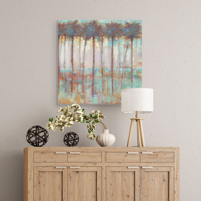 30"x30" Palms At Dusk Square By Ruane Manning Art On Canvas - Fine Art Canvas