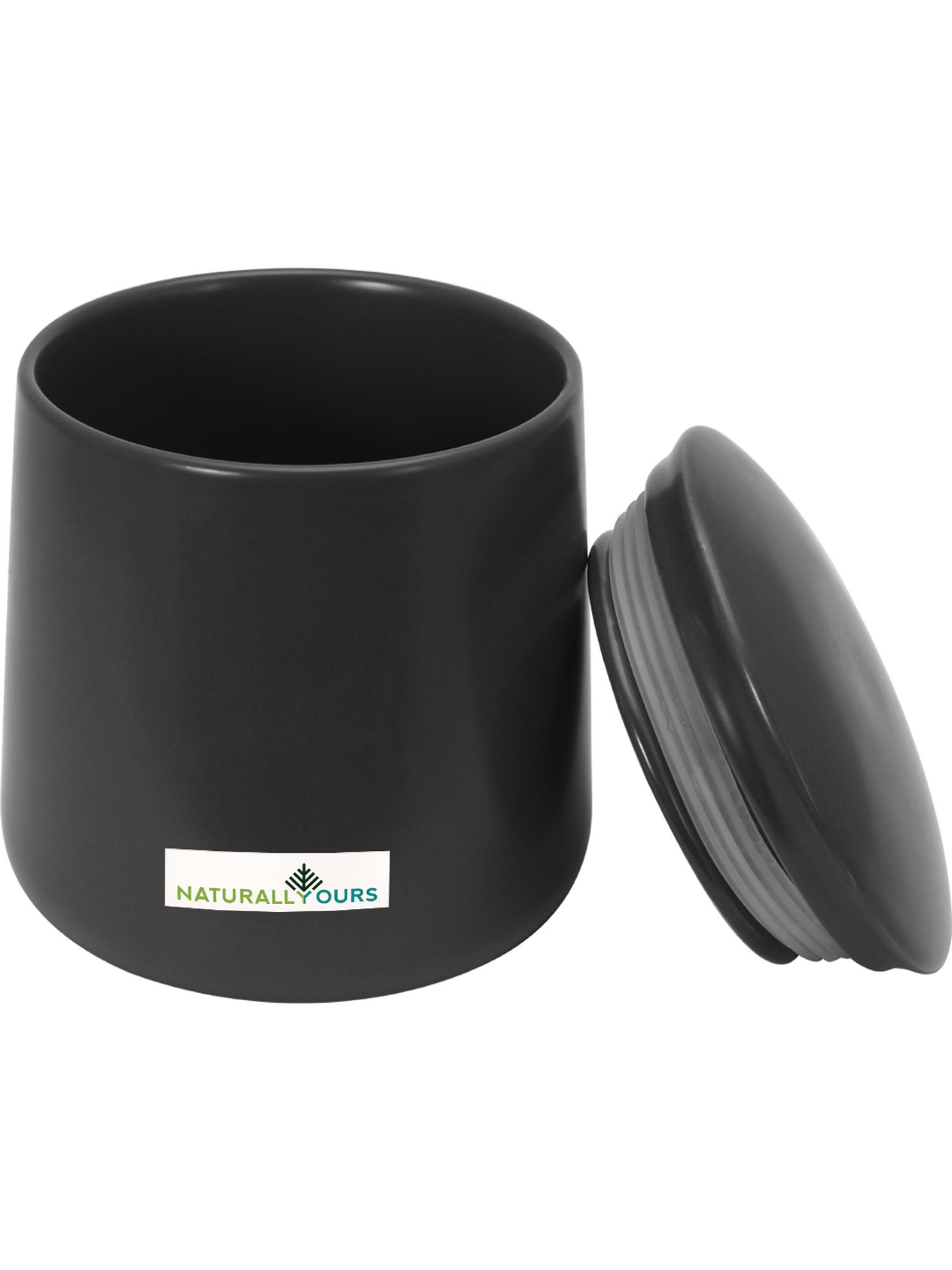 NATURALLYOURS Porcelain Black Matt Cool Storage Jars With Lid - 500 ml