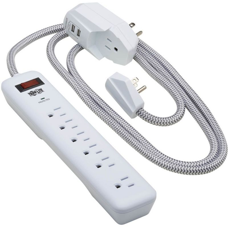 Monoprice 2 Outlet Surge Protector Wall Tap with 2 USB Charging Ports 3.4A, 450 Joules, White