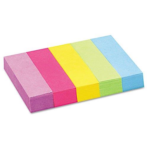 Page Markers, Five Assorted Ultra Colors, 5 Pads of 100 Strips/Pack