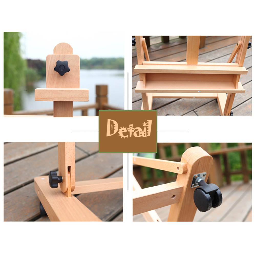 360-Degree Spinner Wheel Red Beech Wood Rolling Easel Wood Color