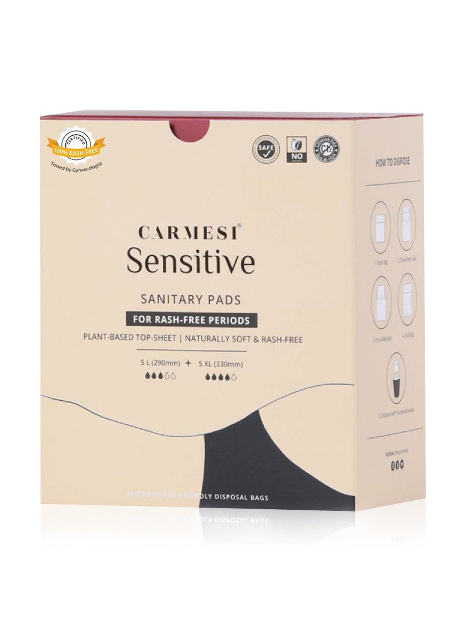 CARMESI Sensitive - 10 Pads - 5 Large + 5 XL