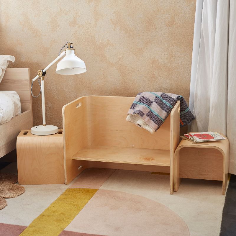 ECR4Kids Natural Bentwood Multipurpose Kids Wooden Table and Chair Set (3-Piece)