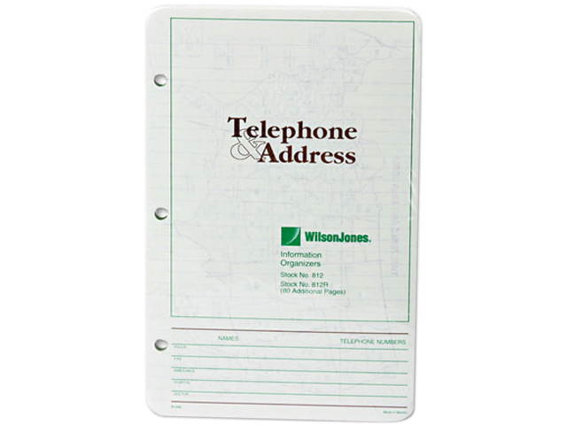 Wilson Jones 812R Looseleaf Phone/Address Book Refill, 5-1/2 x 8-1/2, 80 Sheets/Pack
