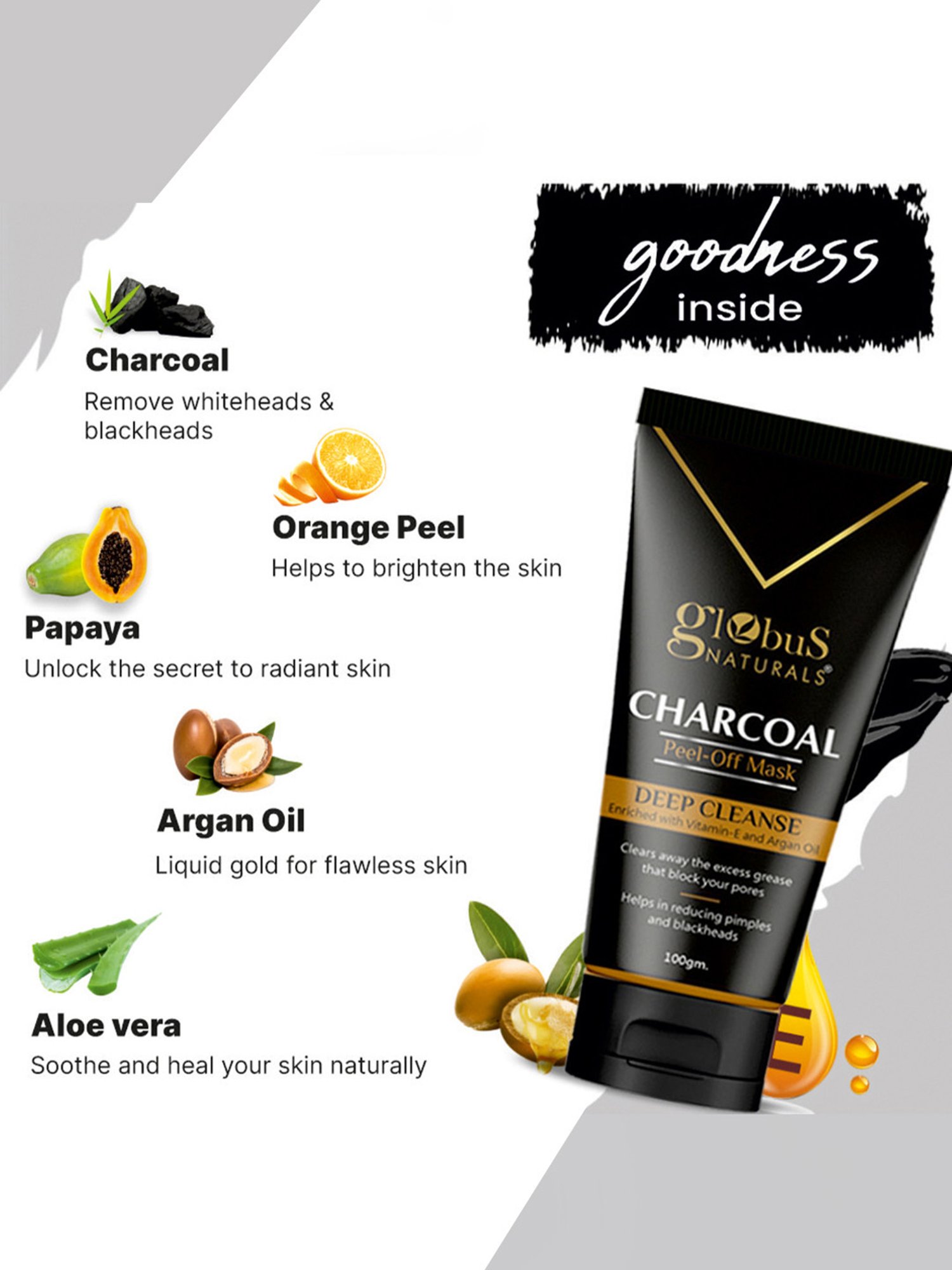 Globus Naturals Moisturizing Sunscreen SPF 50+++ & Charcoal Peel Off Mask Combo