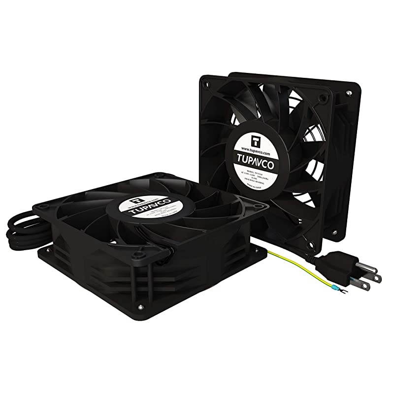 Network Cabinet Fan (Dual 2pc Kit) Server Rack Cooling (Rackmount Muffin Fans Pair 120mm 4in) 110V Cable (Extra Strong) Dual Ball for Side or Top Mount (Computer Equipment Ventilation)  TP1510