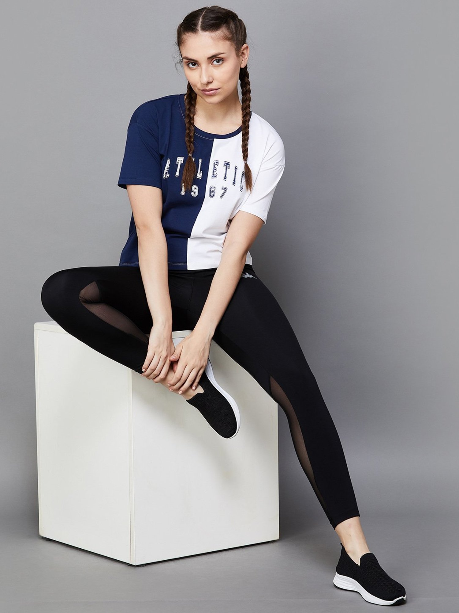 KAPPA Blue & White Cotton Printed Sports T-Shirt