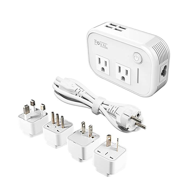 International Travel Adapter Power Step Down 220v to 110v Voltage Converter with 4port USB in UK European Italy Asia more than 150 Countries over the World