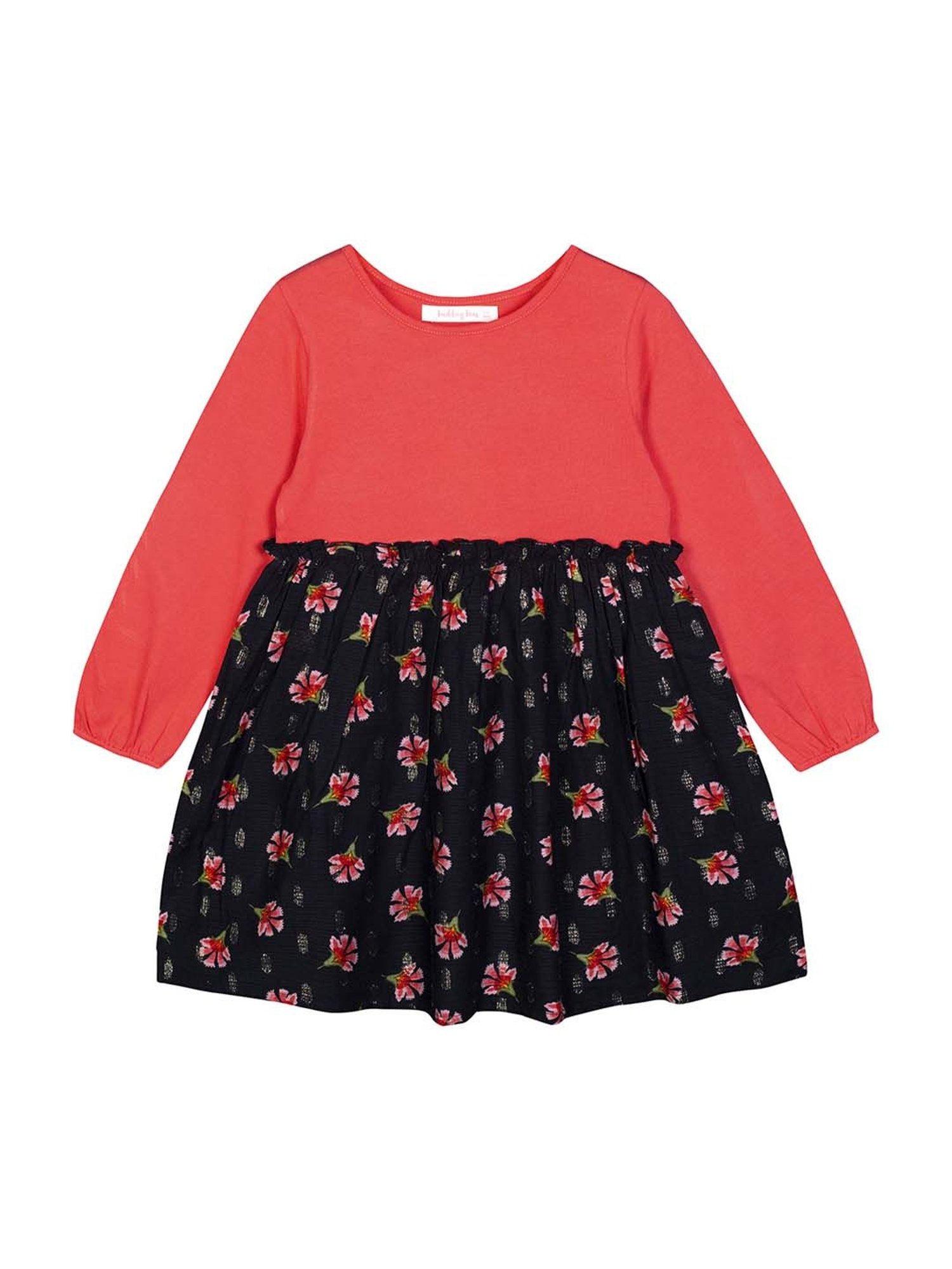 Budding Bees Kids Black Cotton Printed Dress