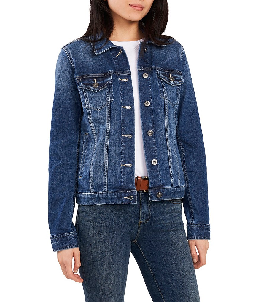 Vince Camuto Petite Size Classic Denim Button Down Front Jacket