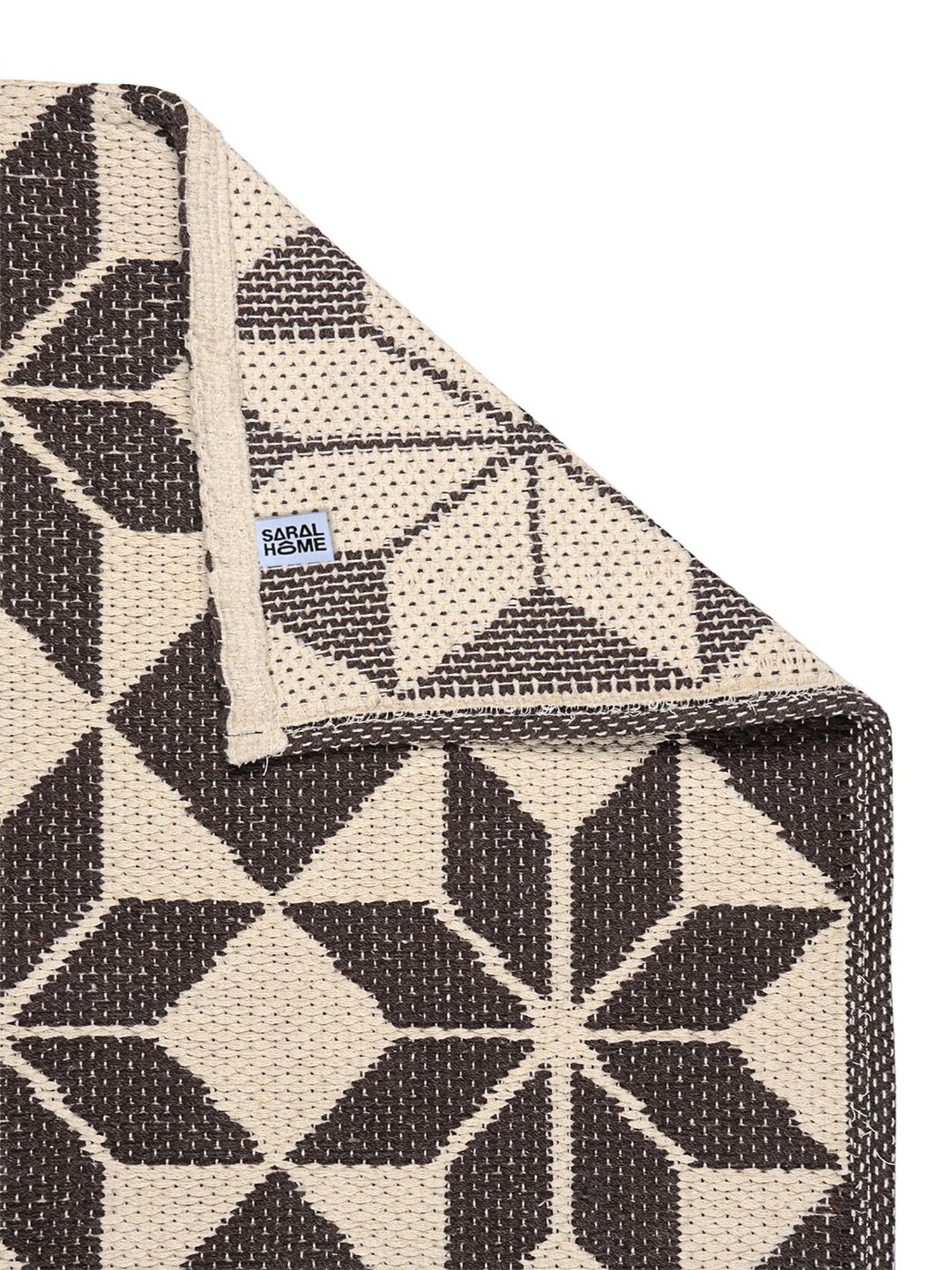 Saral Home Abstract Brown Cotton Multiuse Handwoven Rug