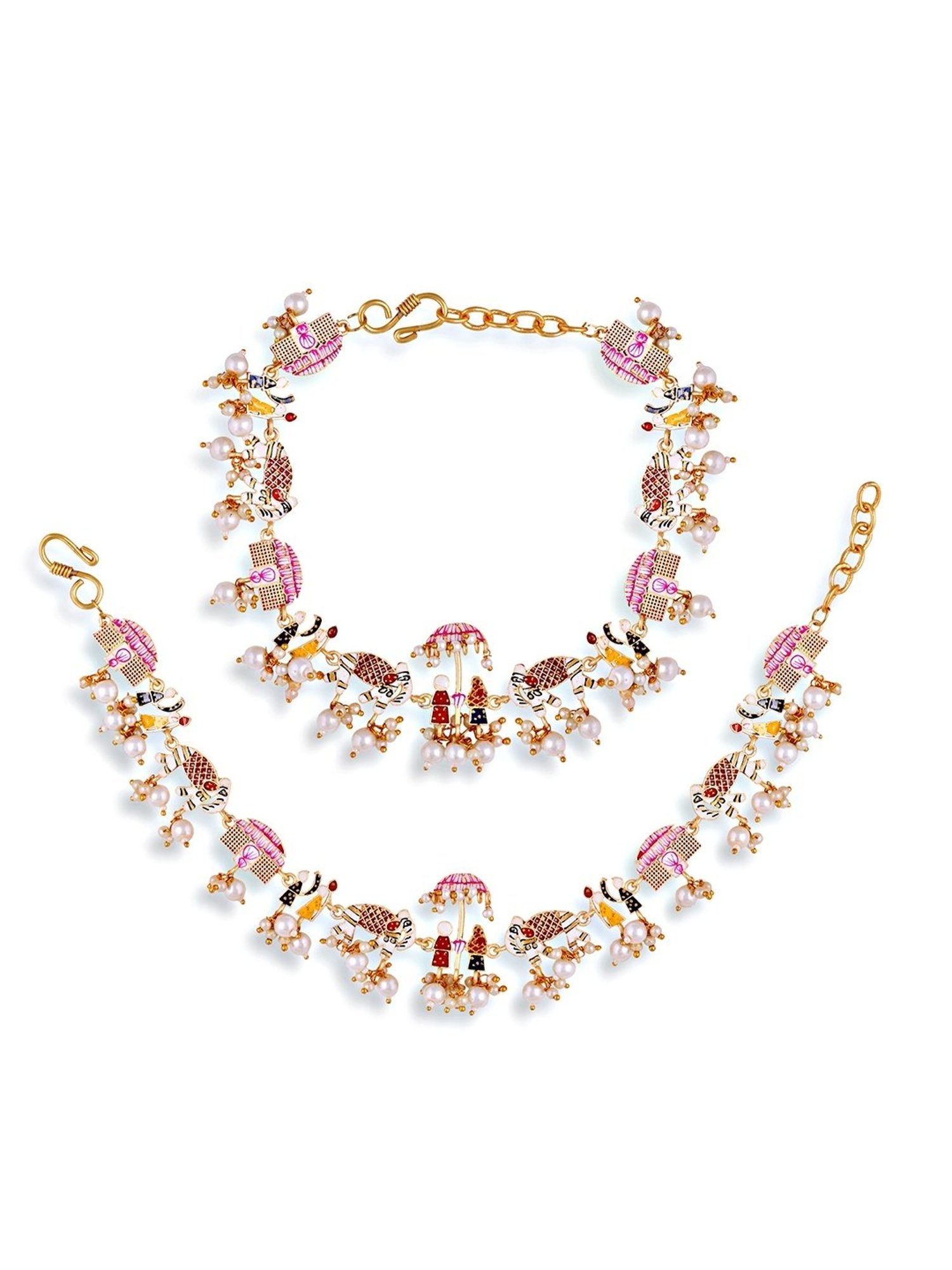 Abdesigns Gold-Plated Handpaint Wedding Doli Barat Bridal Anklets