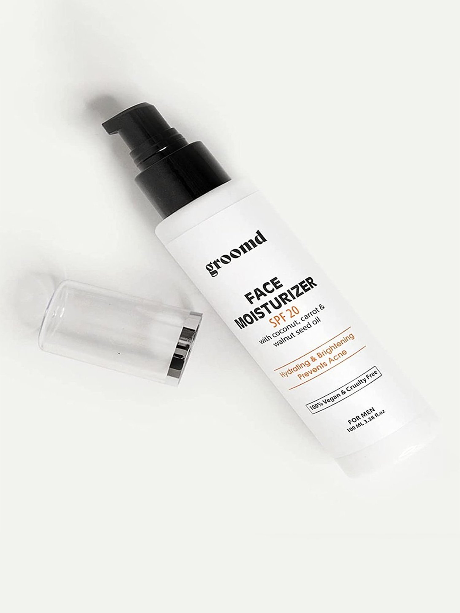 Groomd Face Moisturizer (SPF 20) with Coconut Oil, Carrot Oil & Walnut Seed Oil - Hydrating (100 ml)