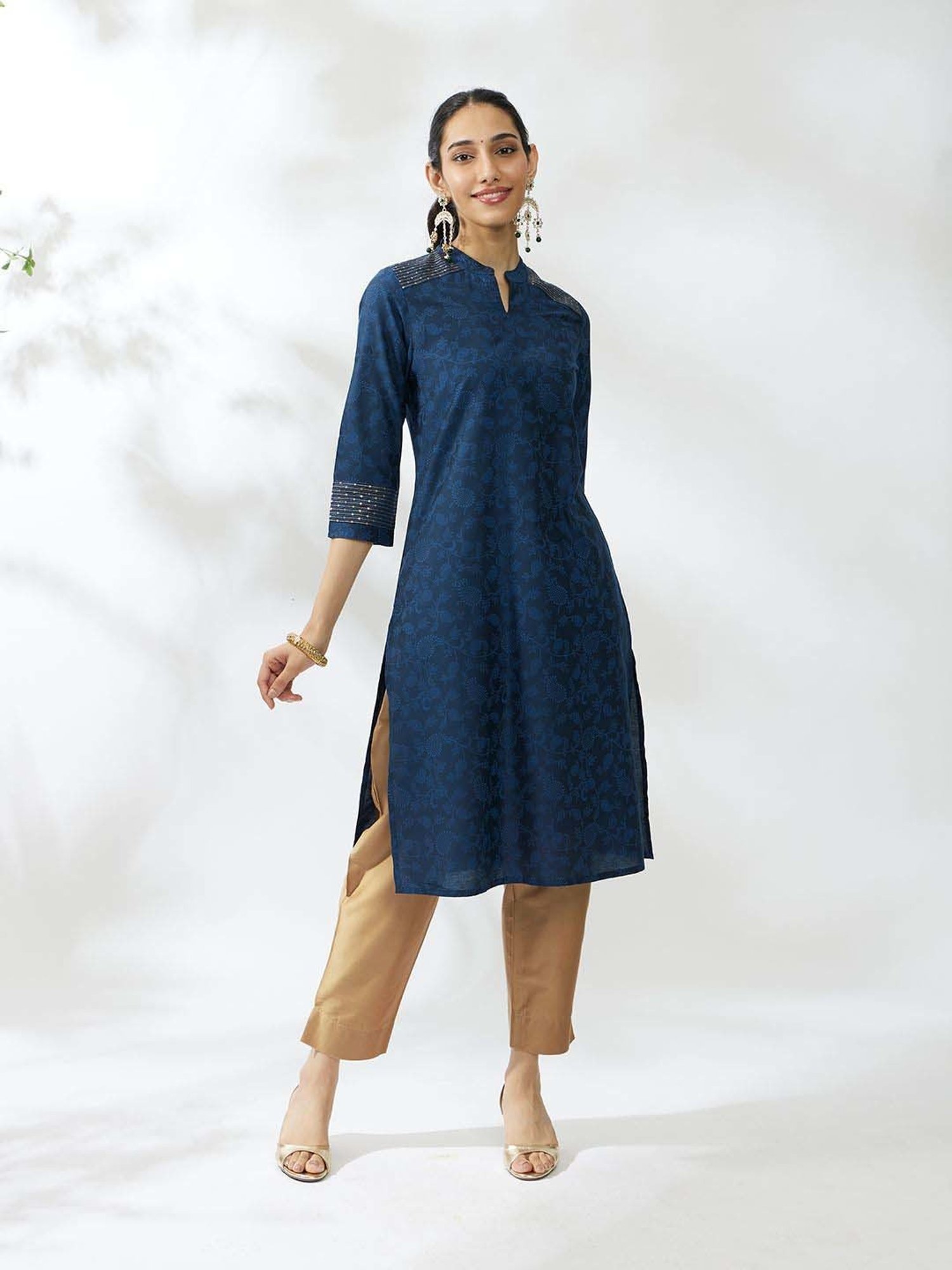 Daali Blue Printed Straight Kurta