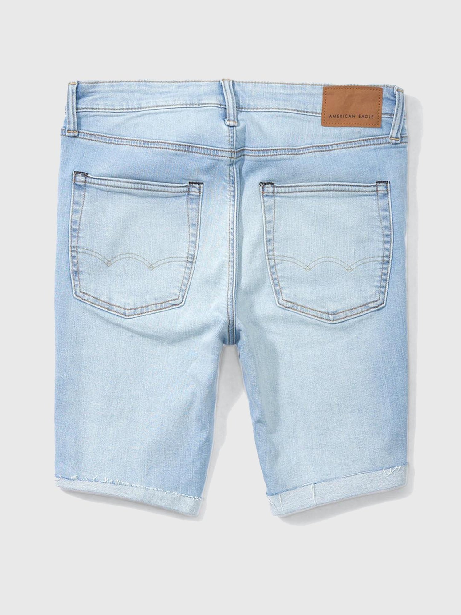 American Eagle Blue Cotton Regular Fit Denim Shorts