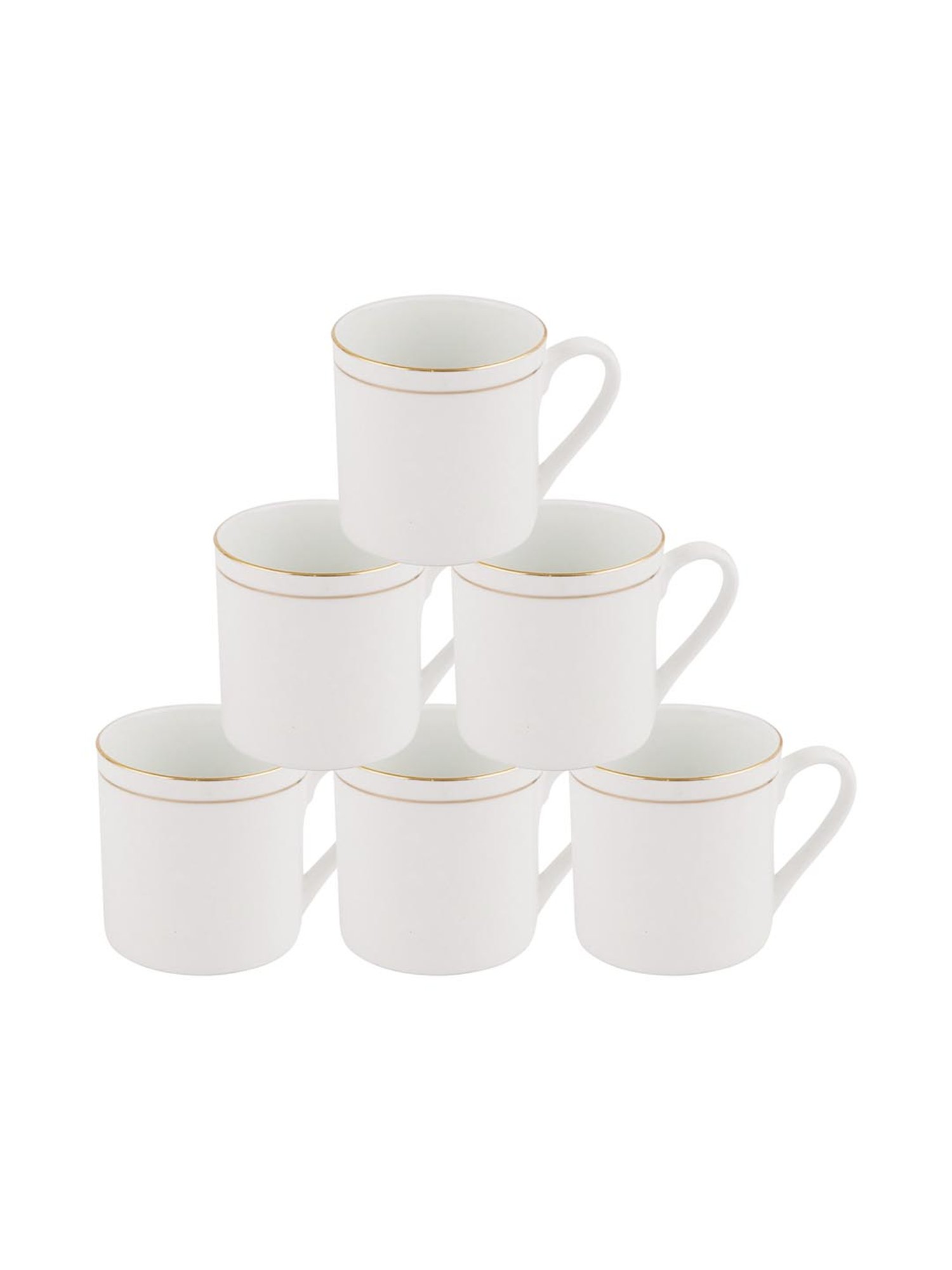 SONAKI White Bone China Coffee Mugs (140 ml) - Set of 6