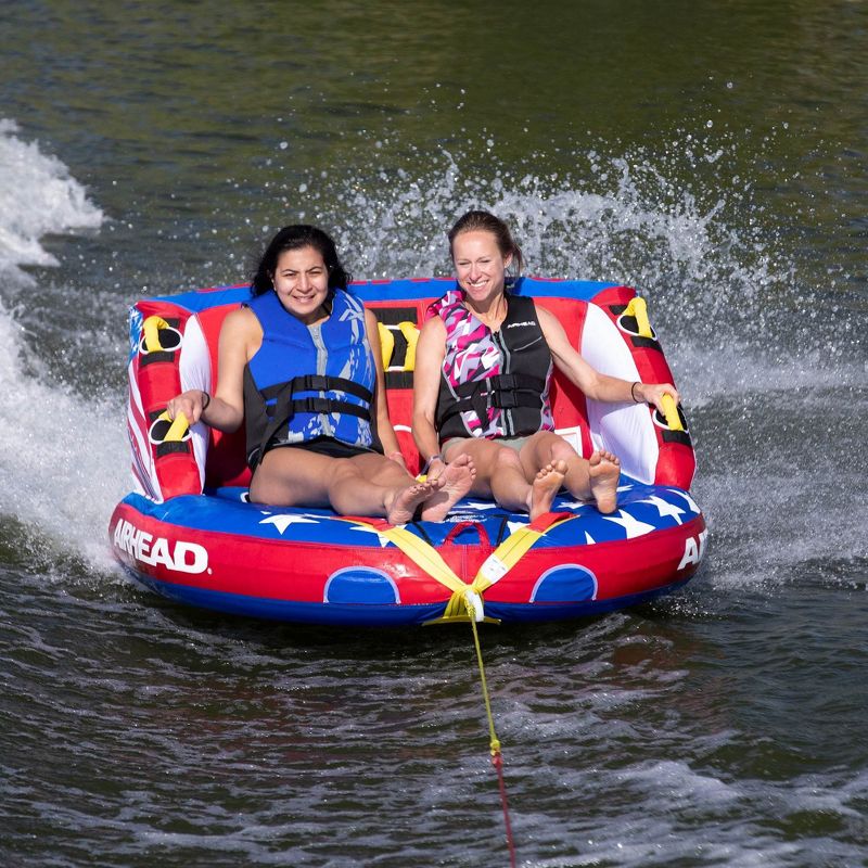 Airhead Patriot 2-Person Towable Kwik-Connect Chariot Tube w/ Rope Floater
