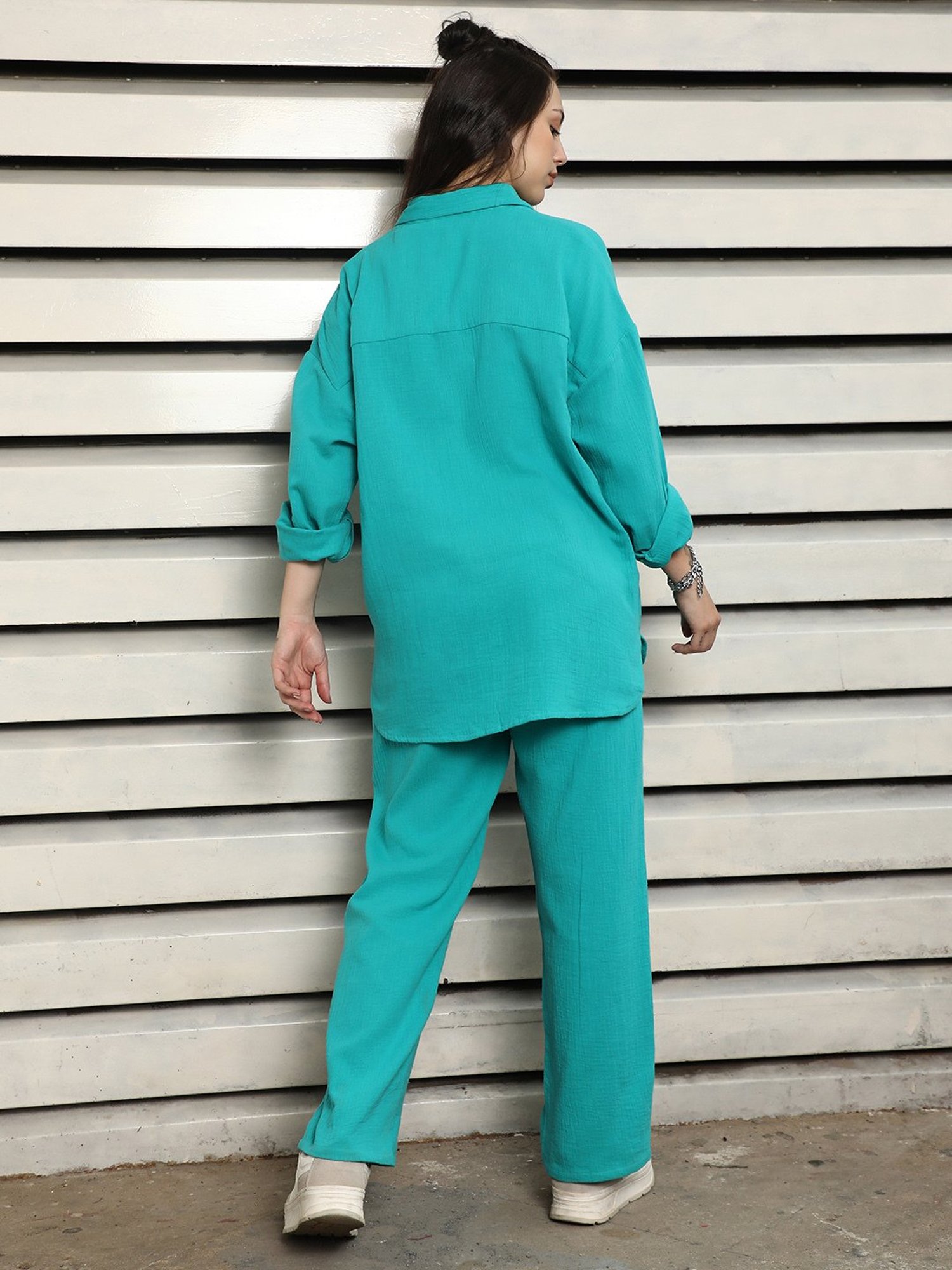 High Star Teal Cotton Shirt With Pants