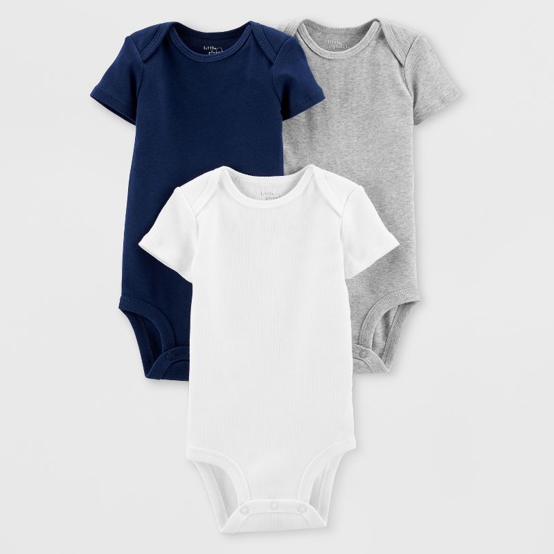 little planet by carter's Baby Boys' 3pk Bodysuits - Blue/White/Gray Preemie