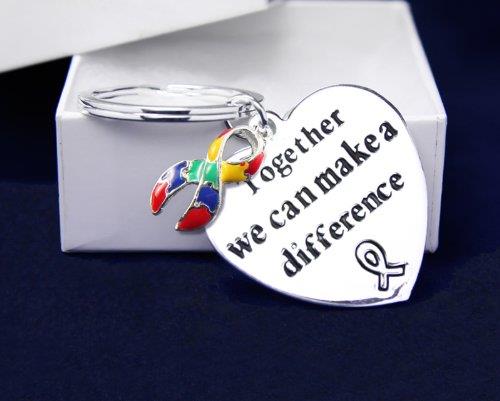 Big Heart Autism Ribbon Key Chain (1 Key Chain - Retail)