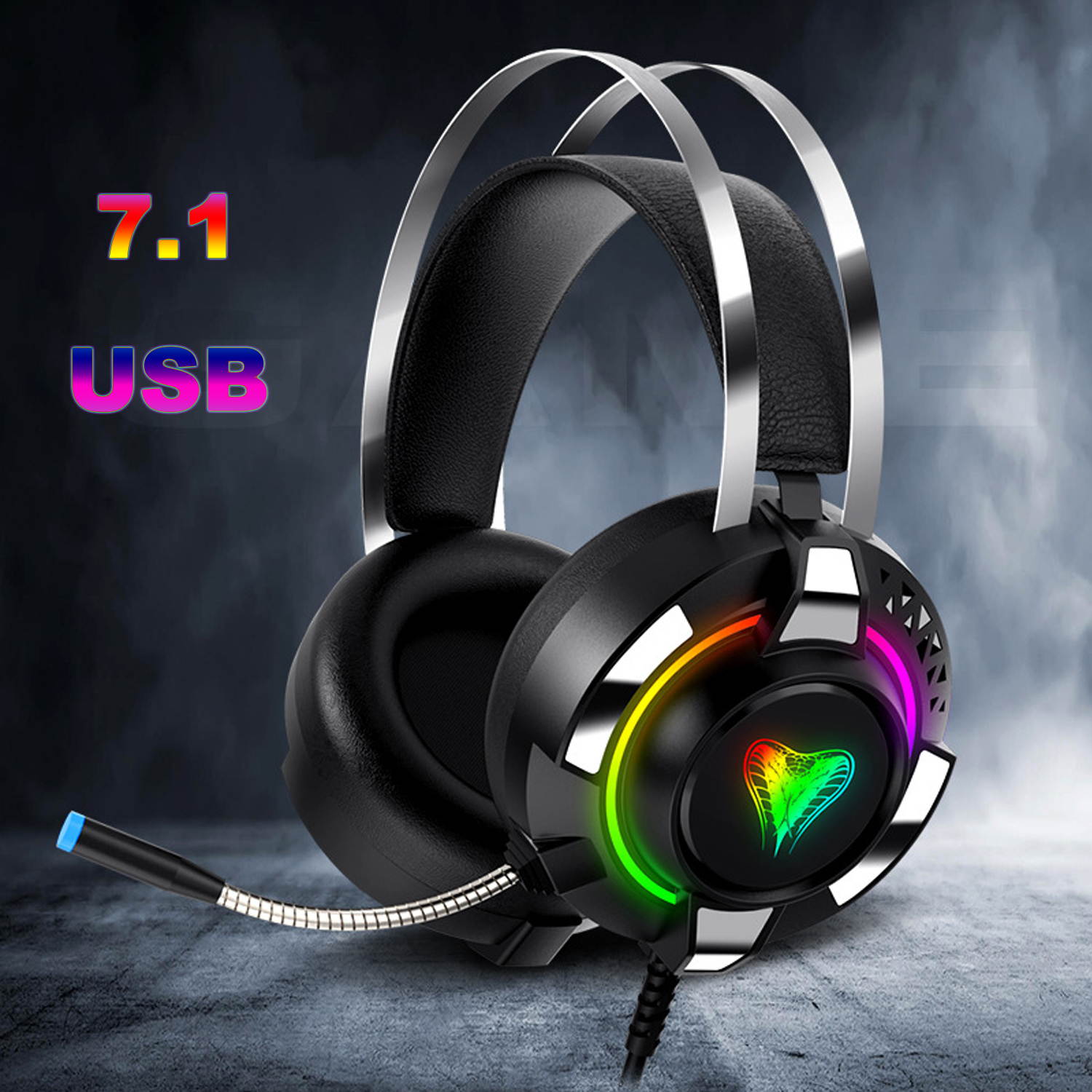 7.1 Stereo Surround Sound Wired Headset USB Game Headset With Mic & LED Noise Cancellation For Desktop Computer Games