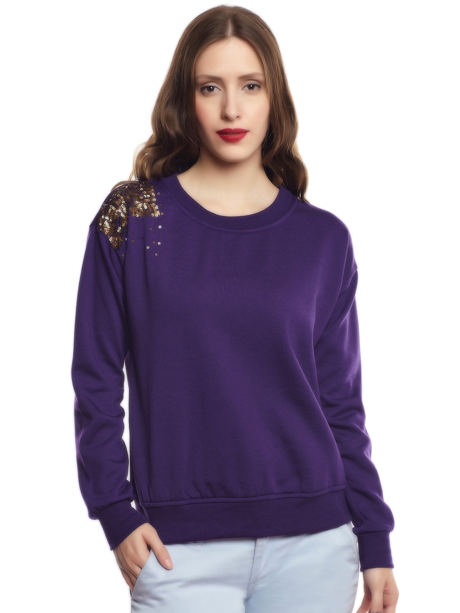 Belle Fille Purple Embellished Sweatshirt