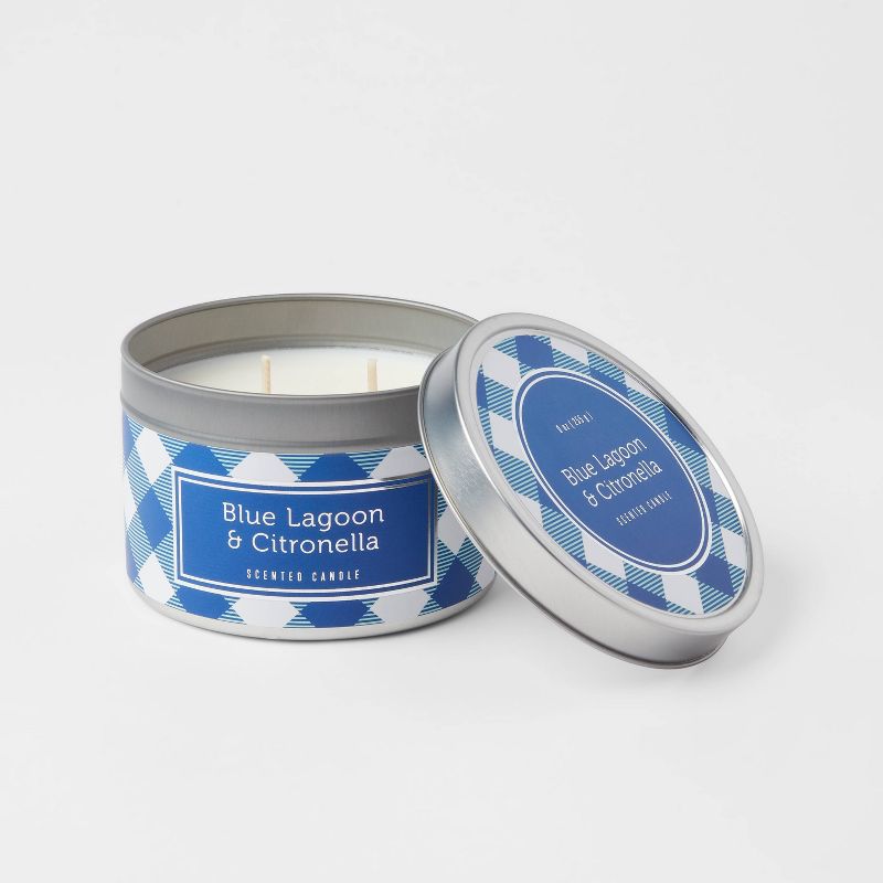 9oz Jar 2-Wick Americana Citronella Blue Lagoon Candle - Sun Squad™