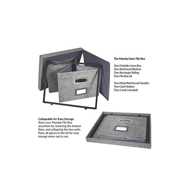 Organizer Box Storage with Lid, Collapsible Hanging Documents for s, Filing, Portable, Book, Folder Holder, Desktop, Letter and Legal Storage Box, Gray 1 Pack