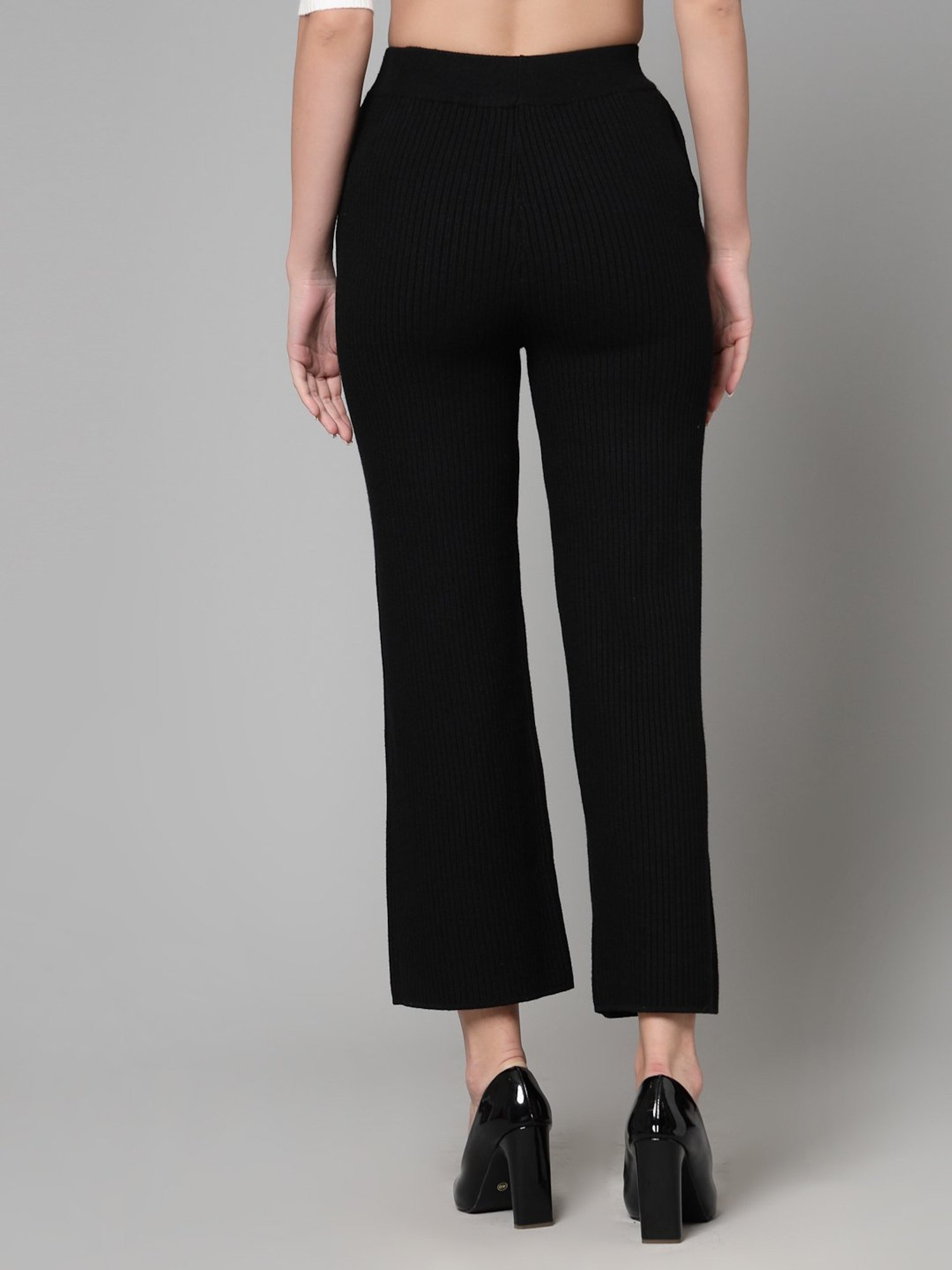 Mafadeny Black Regular Fit Mid Rise Palazzos