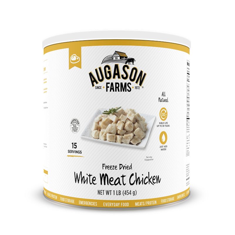 Augason Farms Freeze Dried Chicken Breast Chunks Emergency Food - 16oz