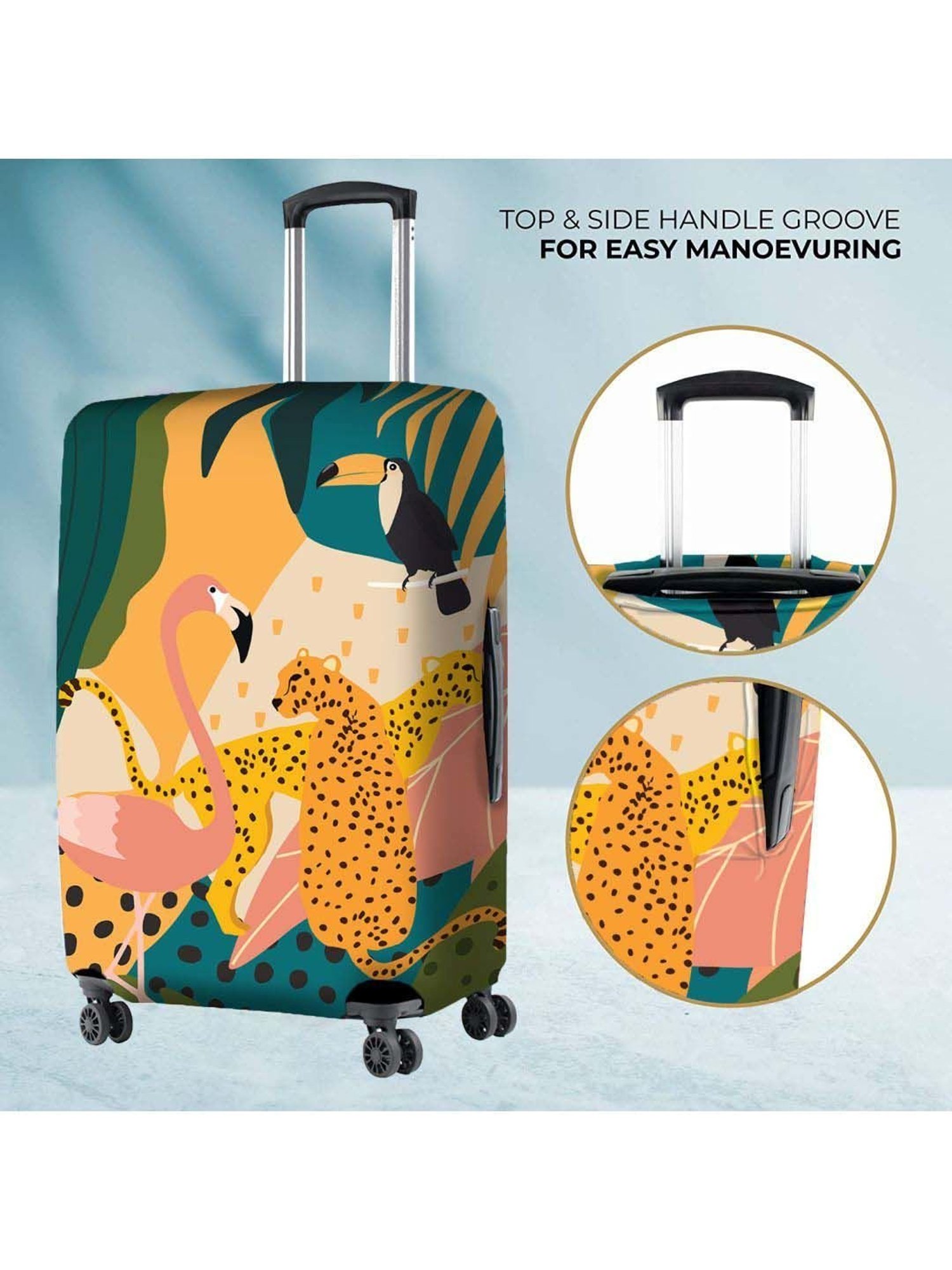 Nasher Miles Polyester 75 cm (28 Inch) Large Protective Luggage Cover - Leopord Design