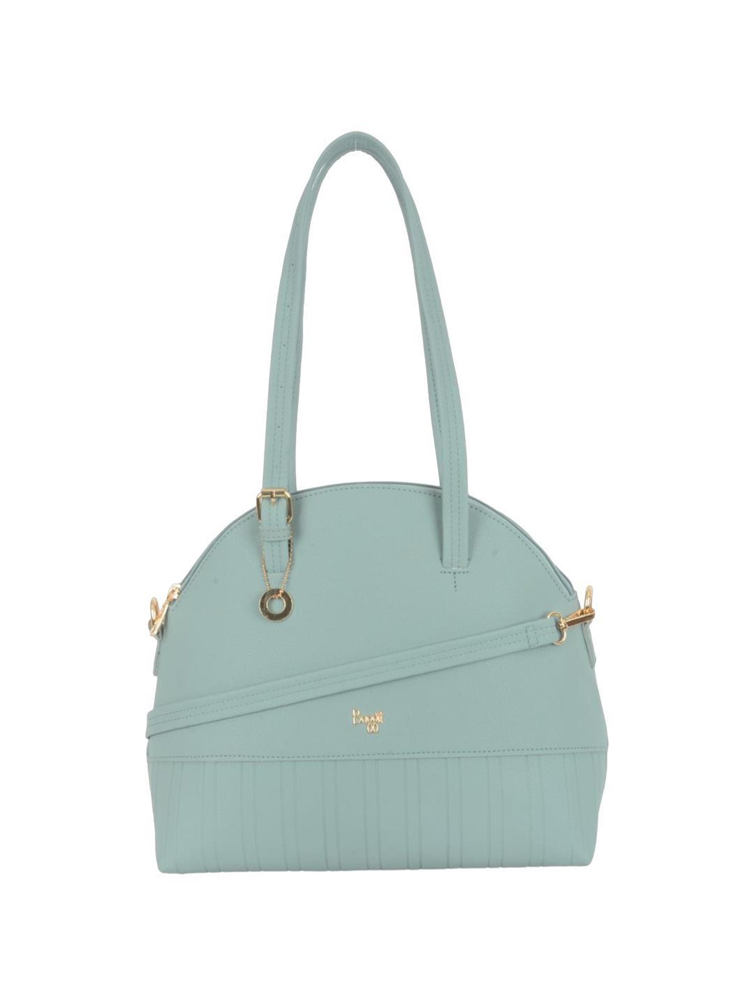 Baggit Mesa Green PU Solid Bowler Shoulder Handbag