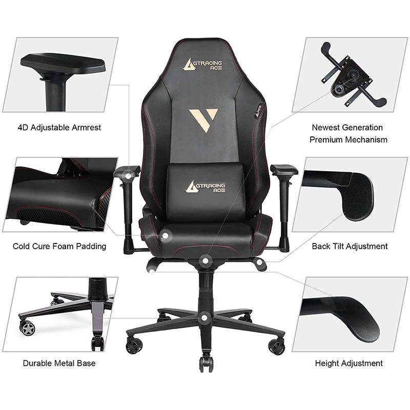 GTRACING Premium Gaming Chair Big and Tall 350lb, Ergonomic Computer Chair with Recliner, Swivel, Tilt, 4D Armrests, High Backrest, Rocker Seat Height Adjustment Mechanisms